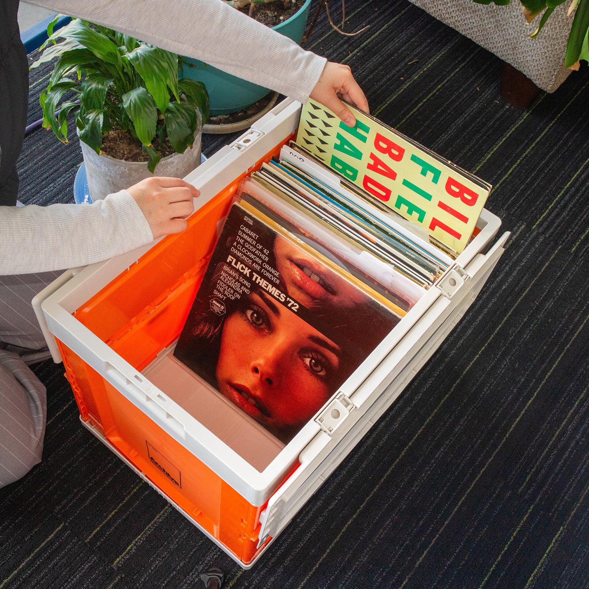 12" Vinyl Record Groovebox Crate – alternate angle, vinyl record storage