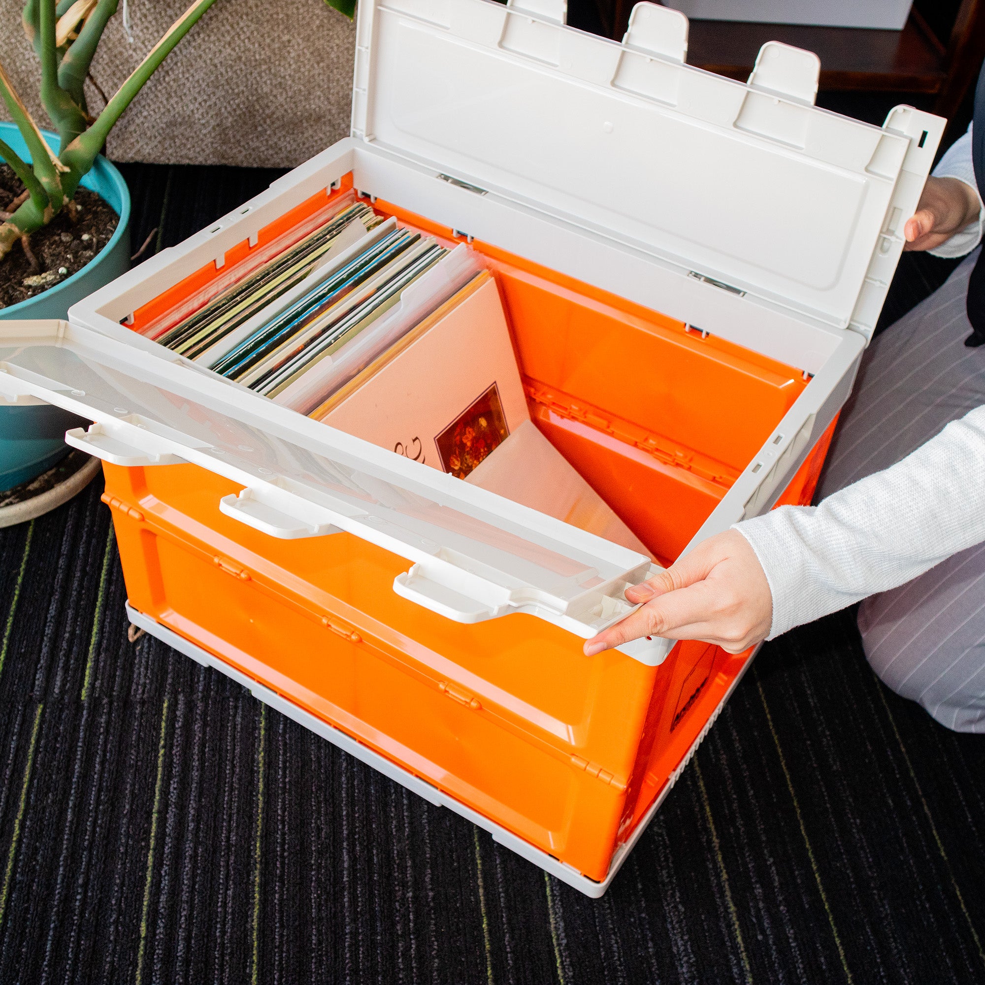 12" Vinyl Record Groovebox Crate – interior view, vinyl record storage
