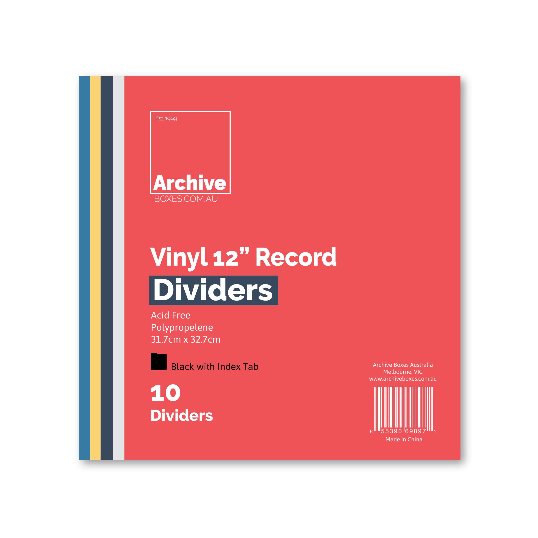 12" Vinyl Record Dividers 10 Pack – alternate angle, vinyl record storage