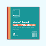 12" Vinyl Record Inner Sleeves Poly Lined Kraft Paper Pack of 25 – front view, vinyl record storage