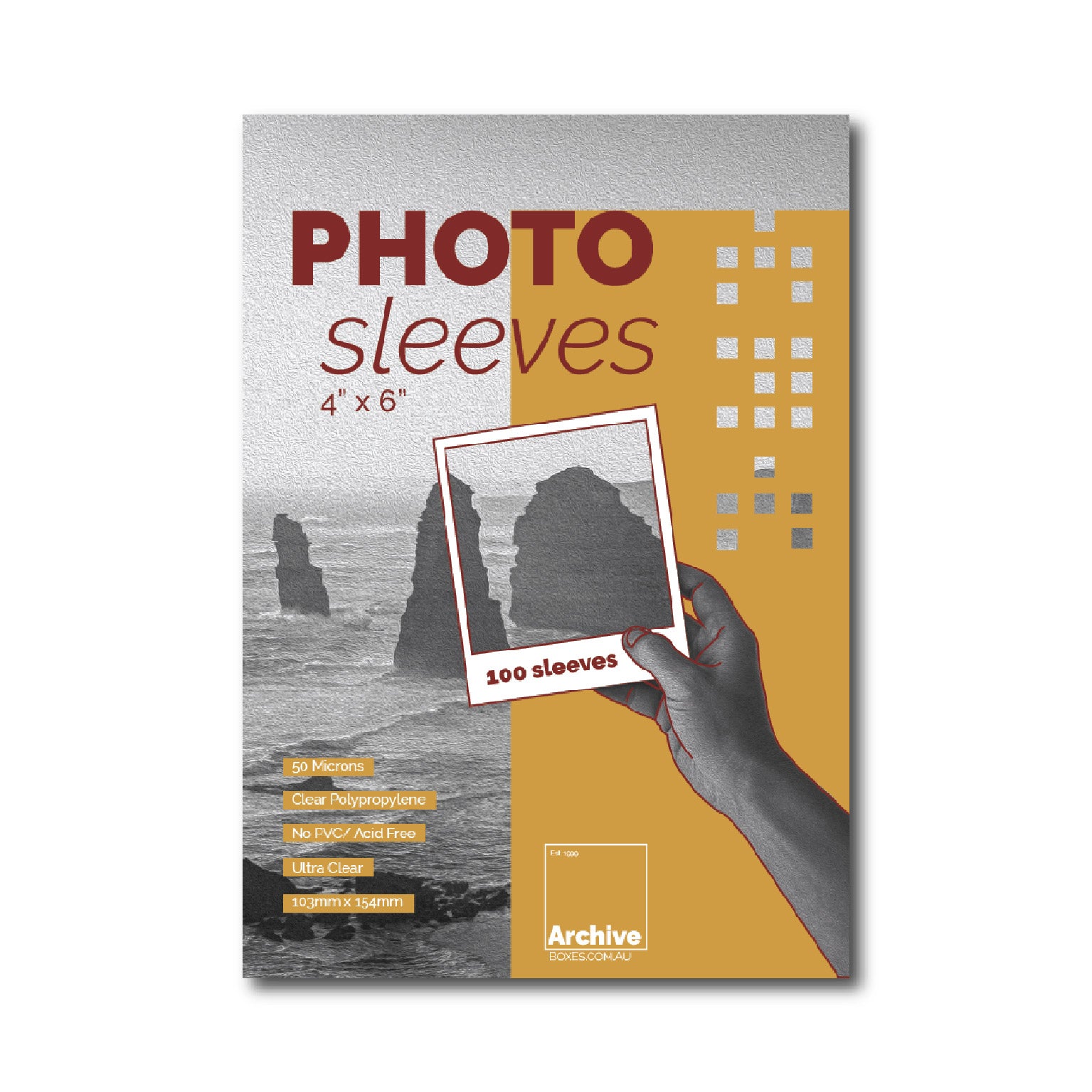 Clear archival photo sleeves that protect photos from dust, scratches, and moisture. Durable, acid-free, and perfect for long-term photo storage with crystal-clear visibility.