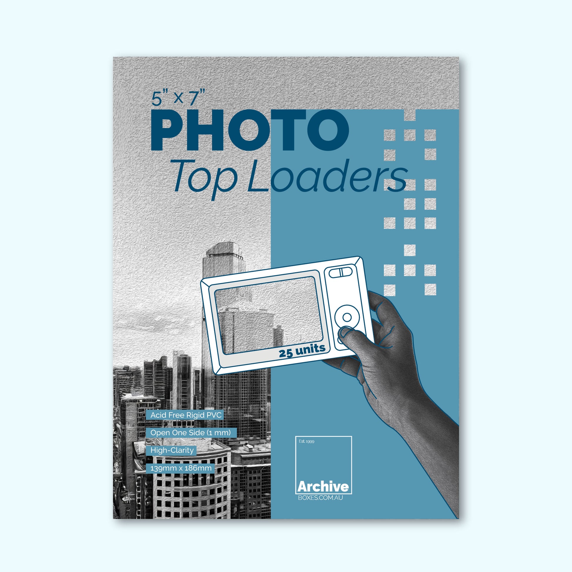 5x7" Photograph Toploaders – front view, archival photo protection