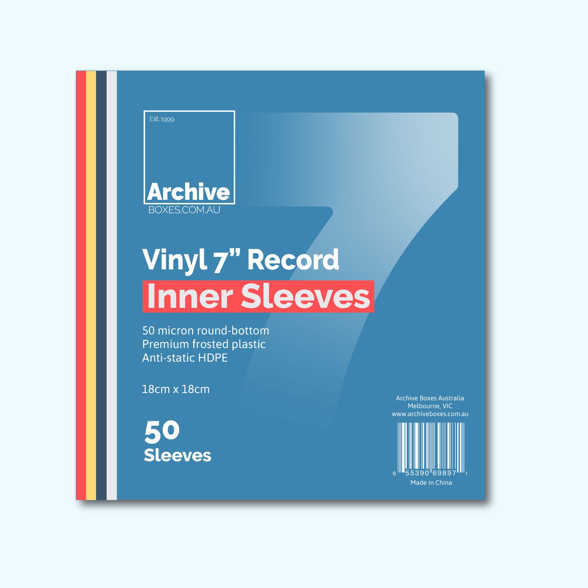 7"/45 RPM Vinyl Record Inner Sleeves – front view, vinyl record storage