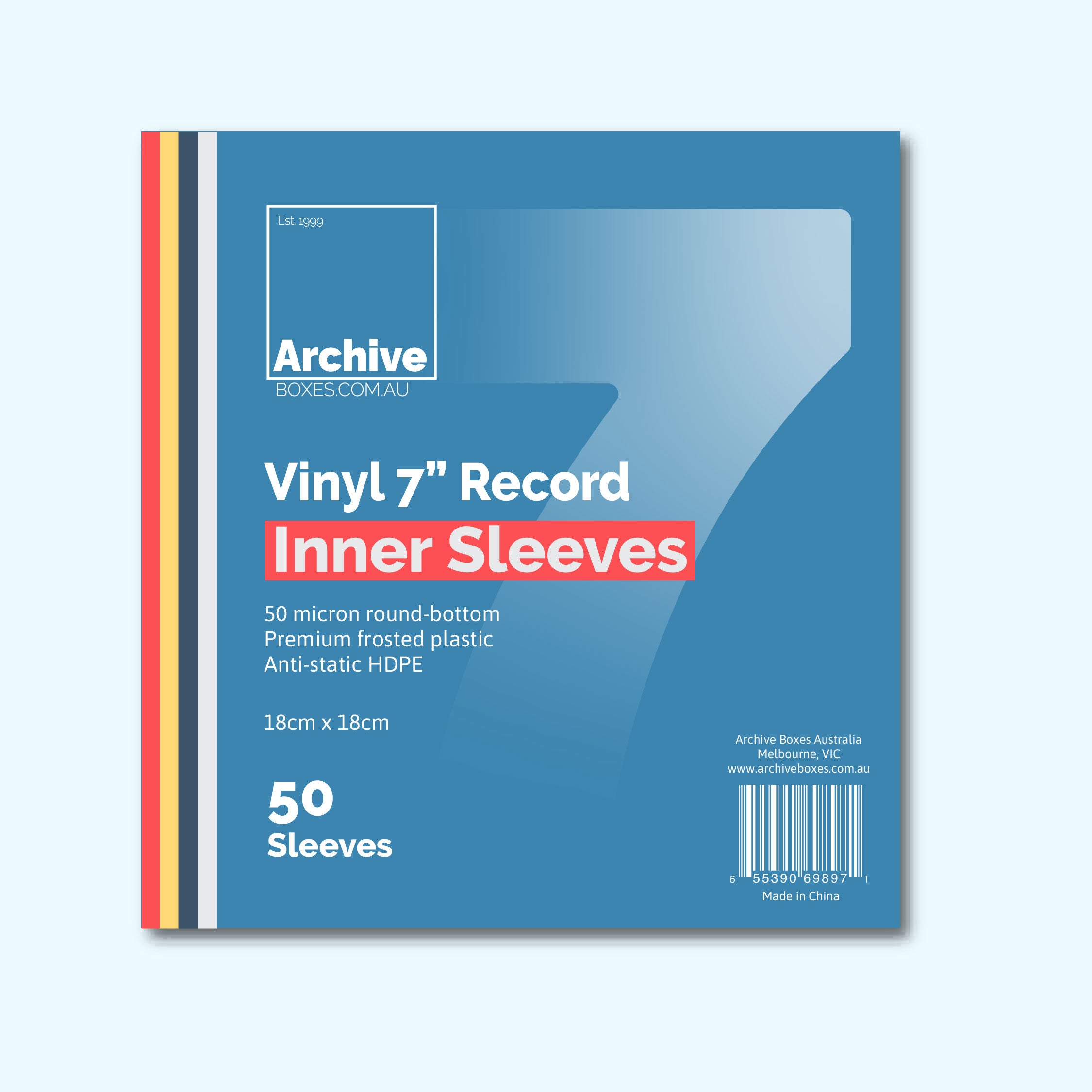 7"/45 RPM Vinyl Record Inner Sleeves – front view, vinyl record storage