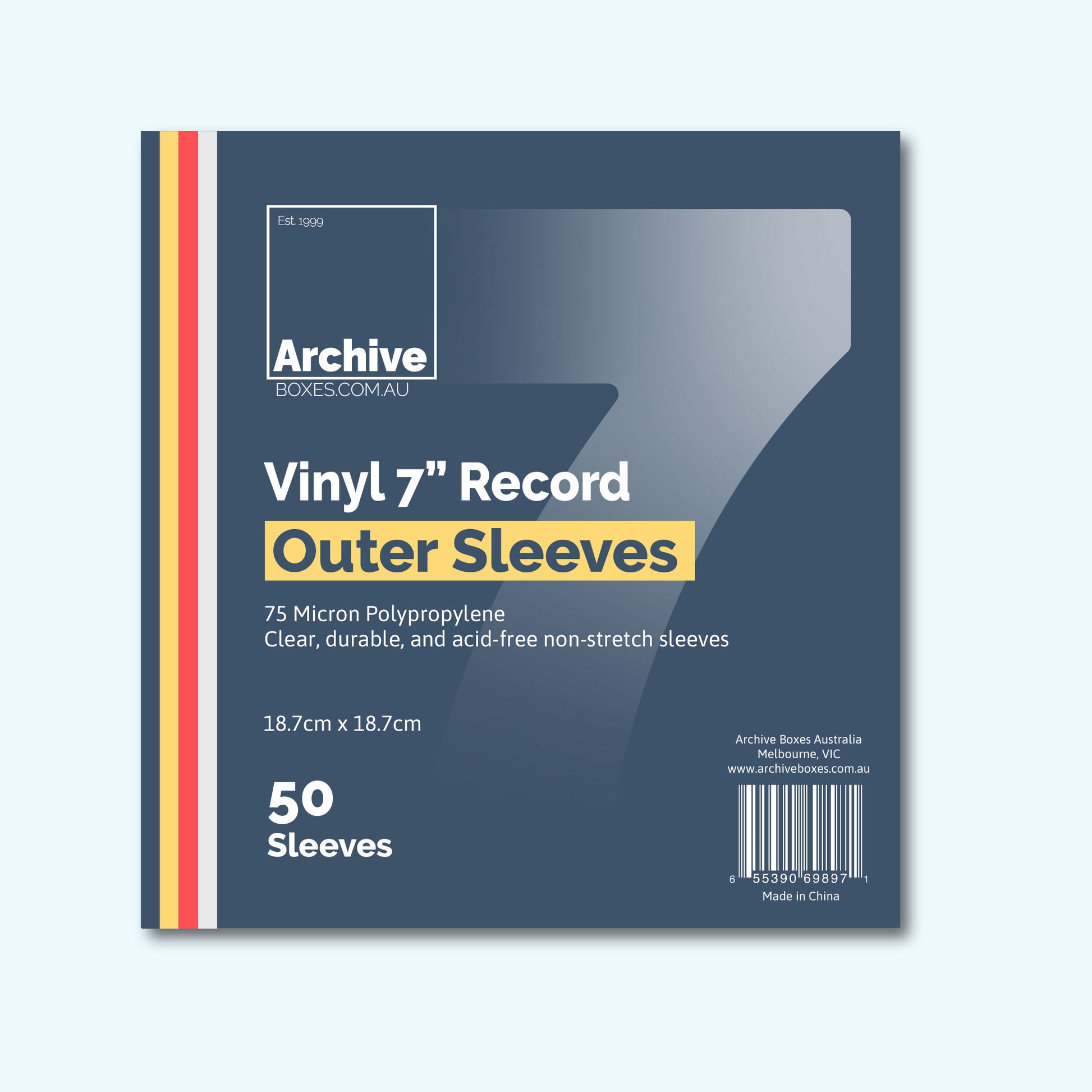 7"/45 RPM Vinyl Record Outer Sleeves – front view, vinyl record storage