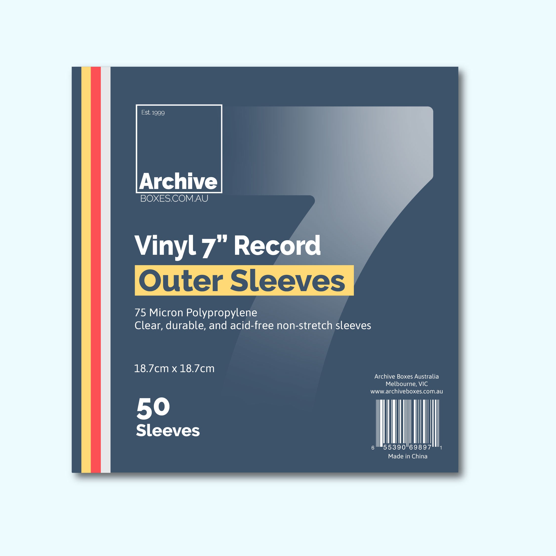 7"/45 RPM Vinyl Record Outer Sleeves – front view, vinyl record storage