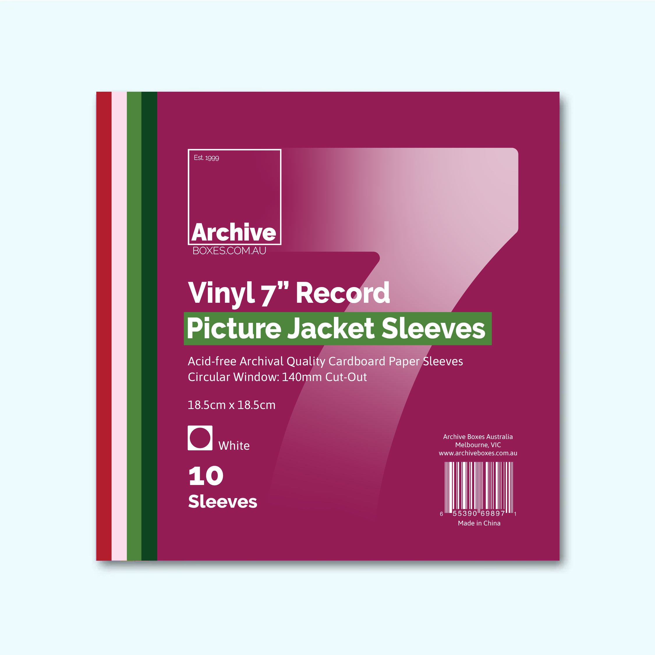 7"/45 RPM Vinyl Record Picture Jacket Sleeves – front view, vinyl record storage