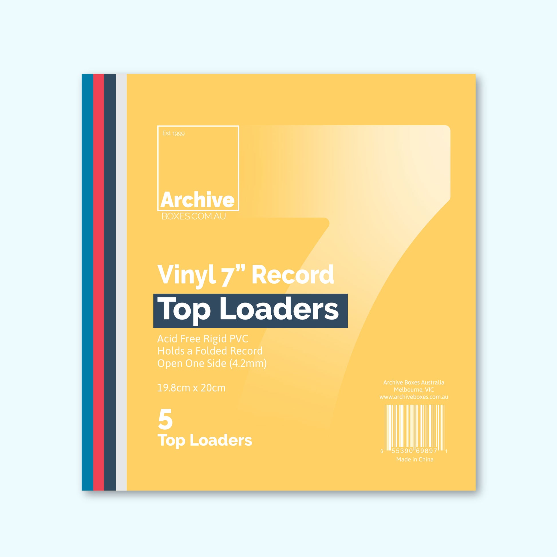 7" Vinyl Record Toploaders – front view, vinyl record storage