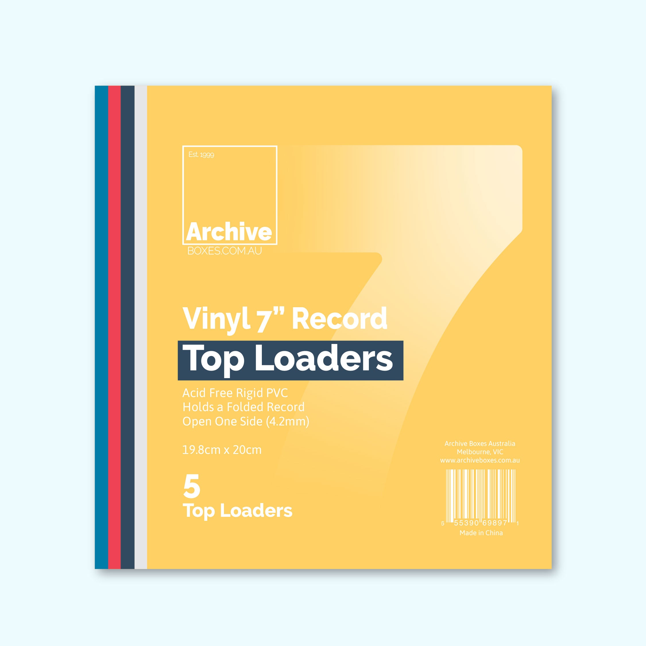 7" Vinyl Record Toploaders – front view, vinyl record storage