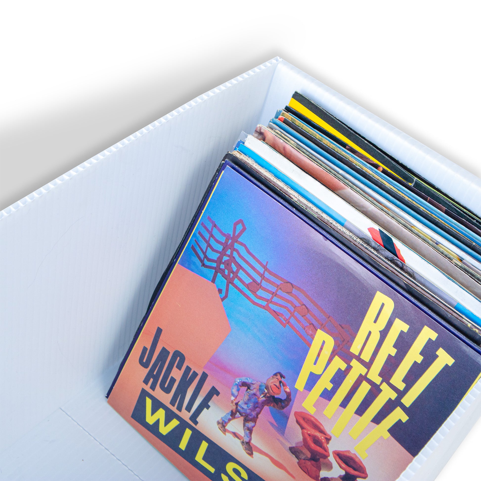 Archival-safe 7"/ 45 RPM vinyl storage box, acid-free and stackable for long-term protection