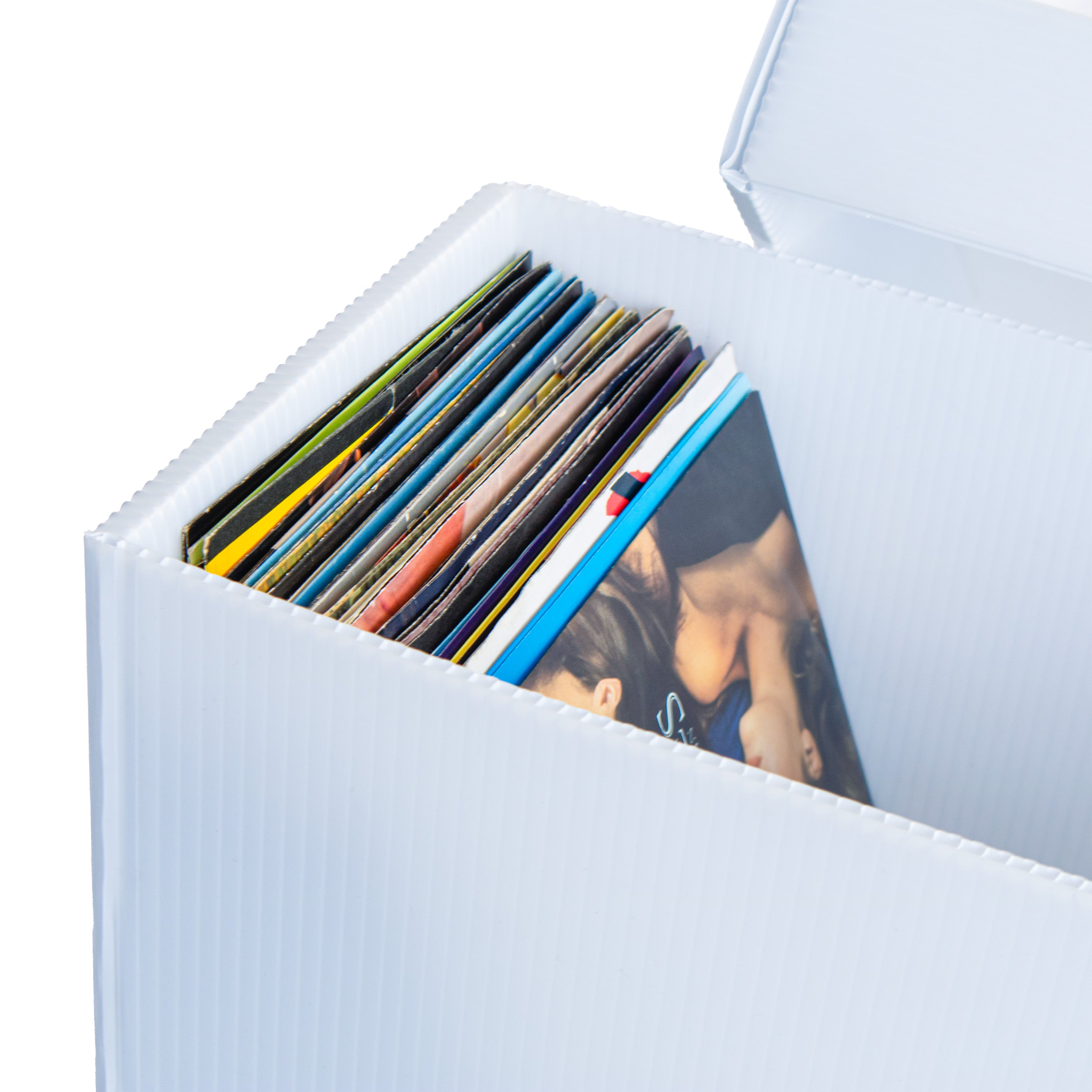Archival-safe 7"/ 45 RPM vinyl storage box, acid-free and stackable for long-term protection