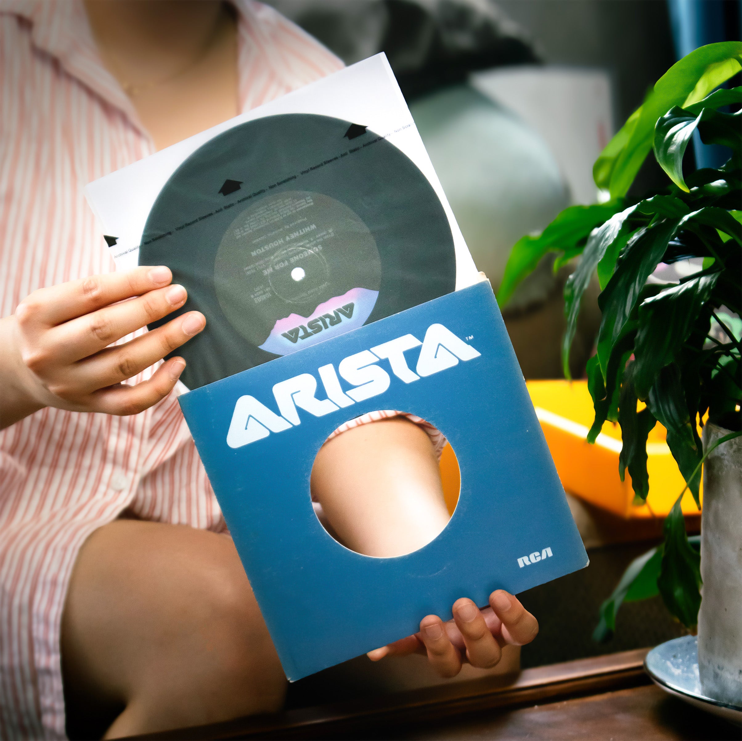 7" vinyl audiophile inner sleeves, anti-static archival rice paper and HDPE protective sleeves for 45 RPM records, pack of 50