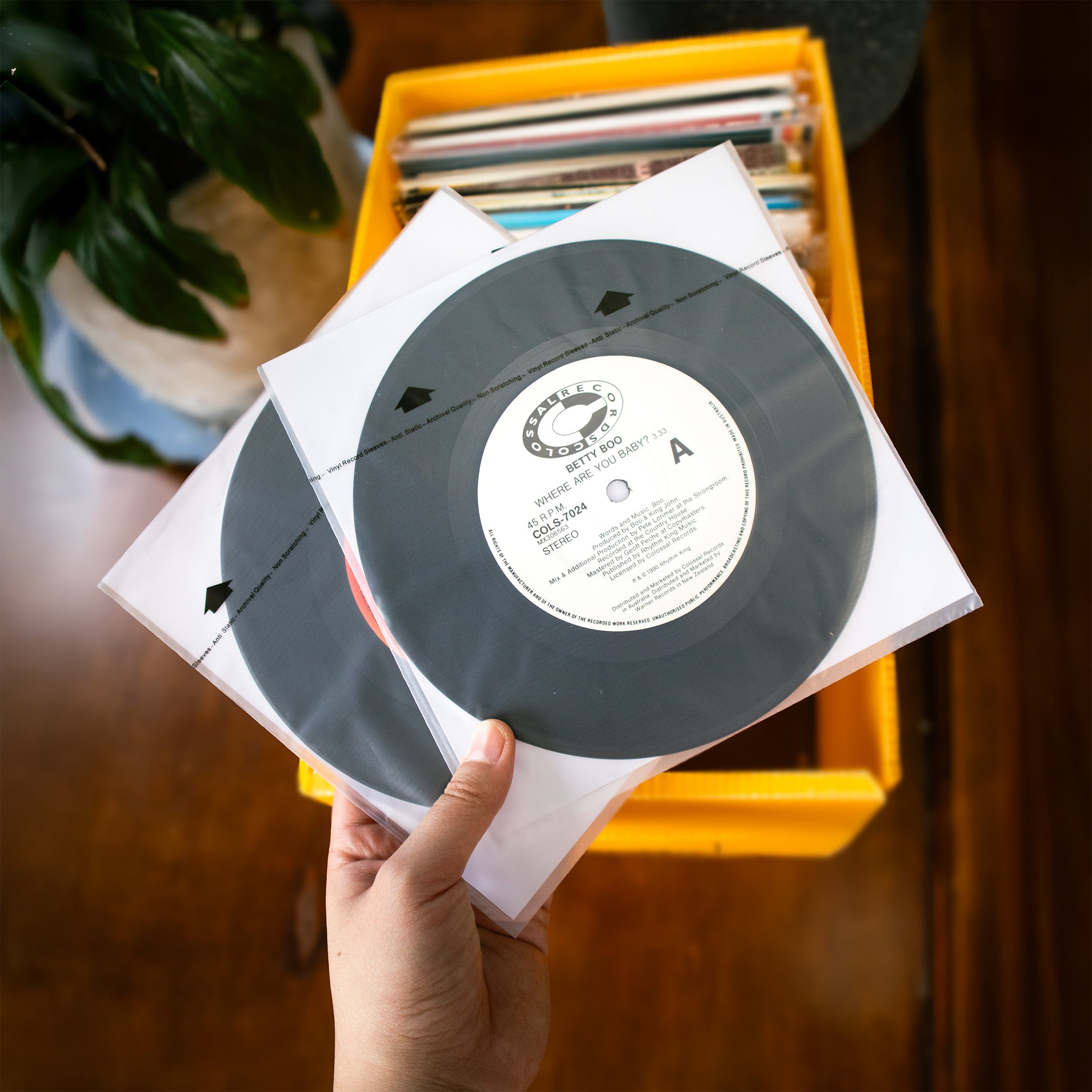 7" vinyl audiophile inner sleeves, anti-static archival rice paper and HDPE protective sleeves for 45 RPM records, pack of 50