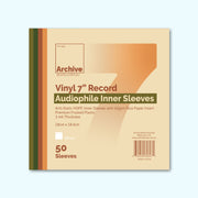 7" vinyl audiophile inner sleeves, anti-static archival rice paper and HDPE protective sleeves for 45 RPM records, pack of 50