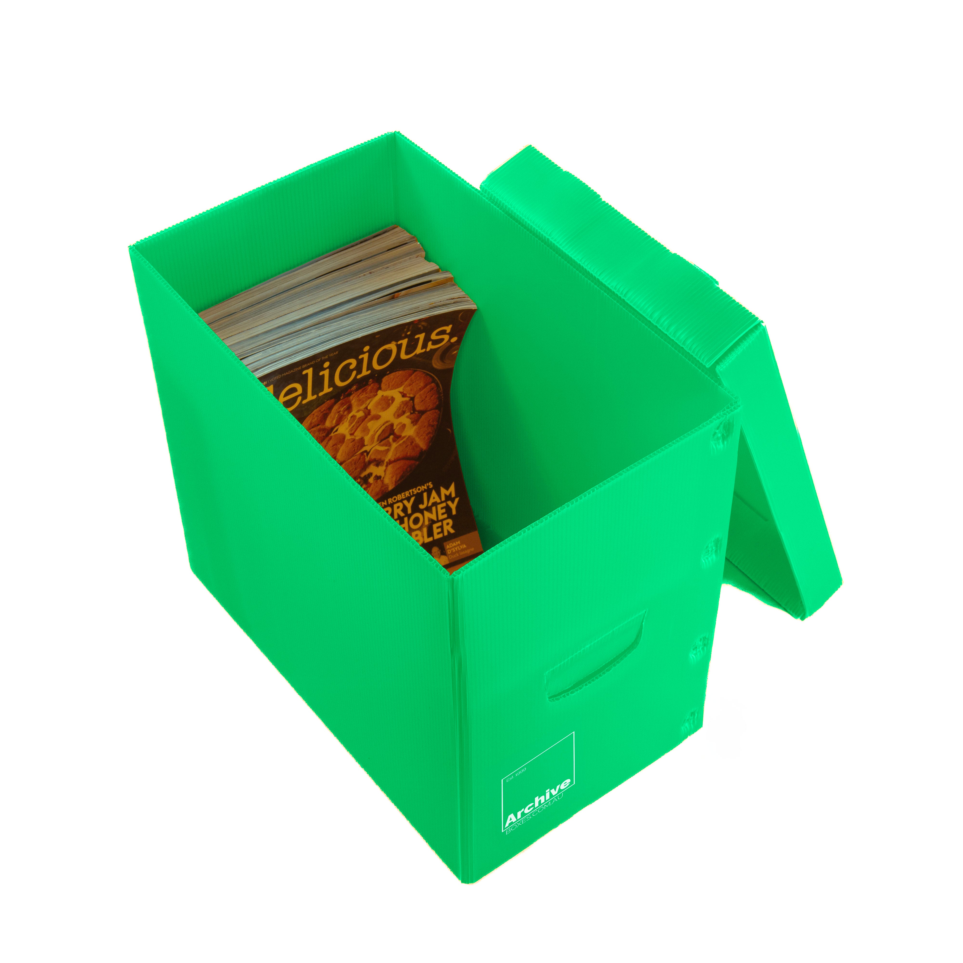 Durable magazine box for organising and protecting your collection, available in multiple colours.