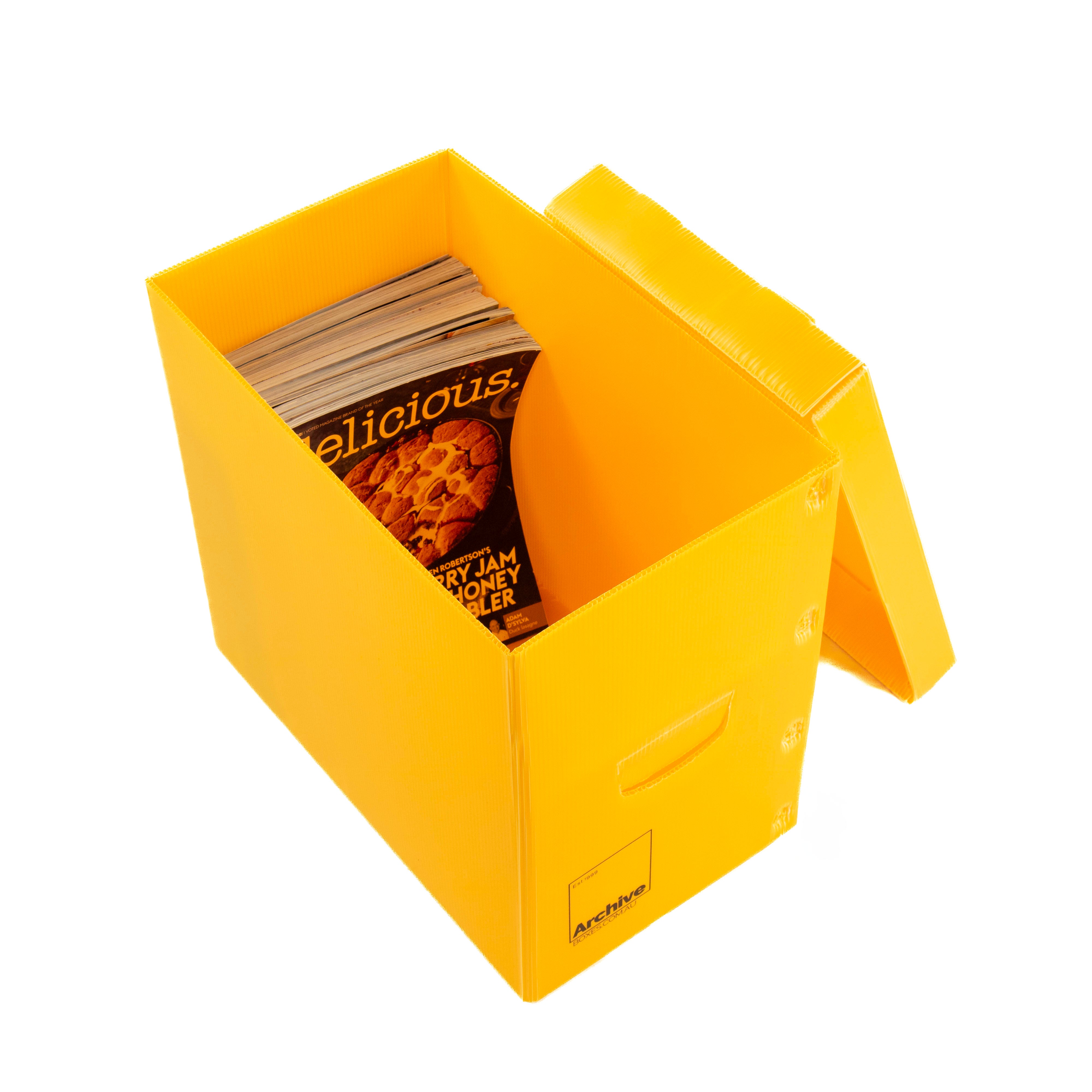 Durable magazine box for organising and protecting your collection, available in multiple colours.