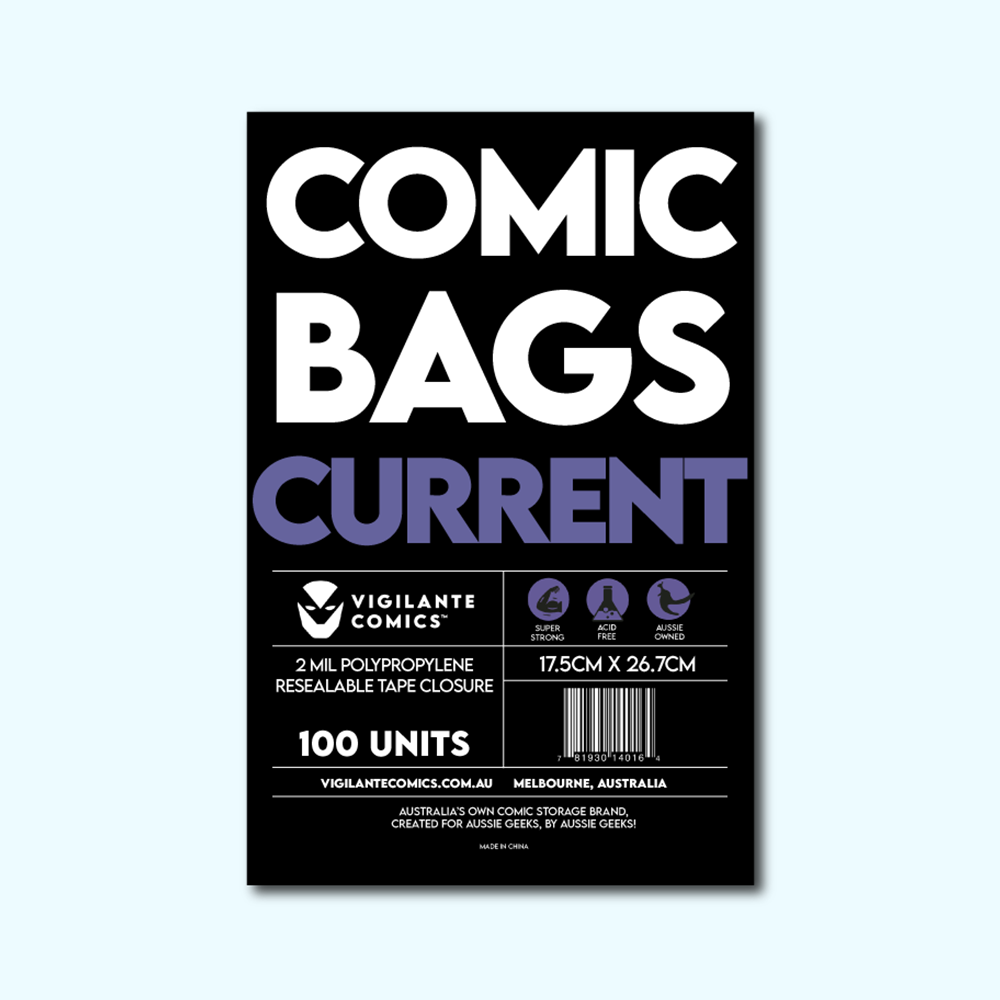 Current Comic Book Bags – front view, acid-free comic protection