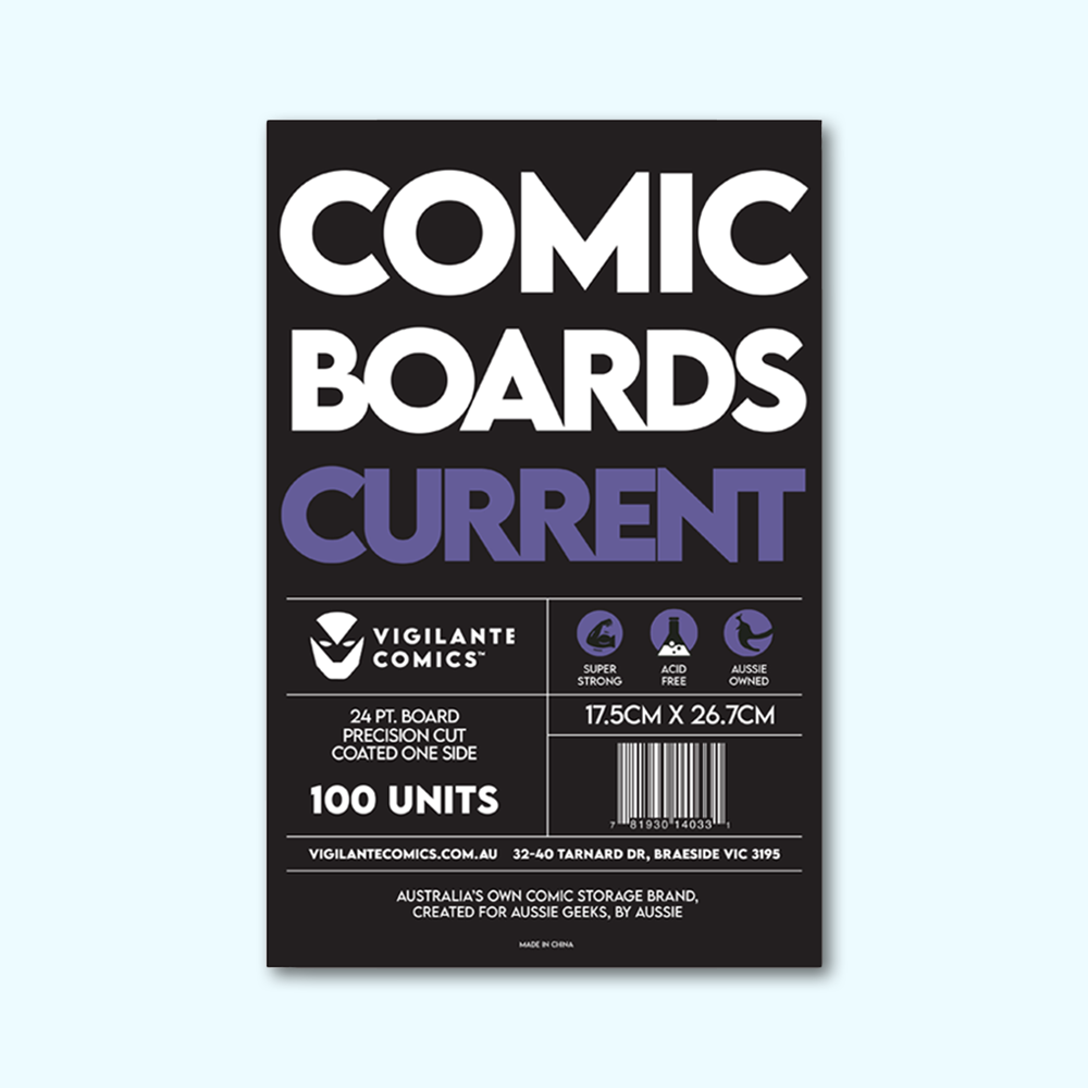 Current Comic Book Boards – front view, acid-free comic protection