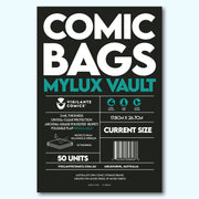 Mylux Vault Mylar Current Size Comic Book Bags – front view, archival 2mil Mylar comic book bag