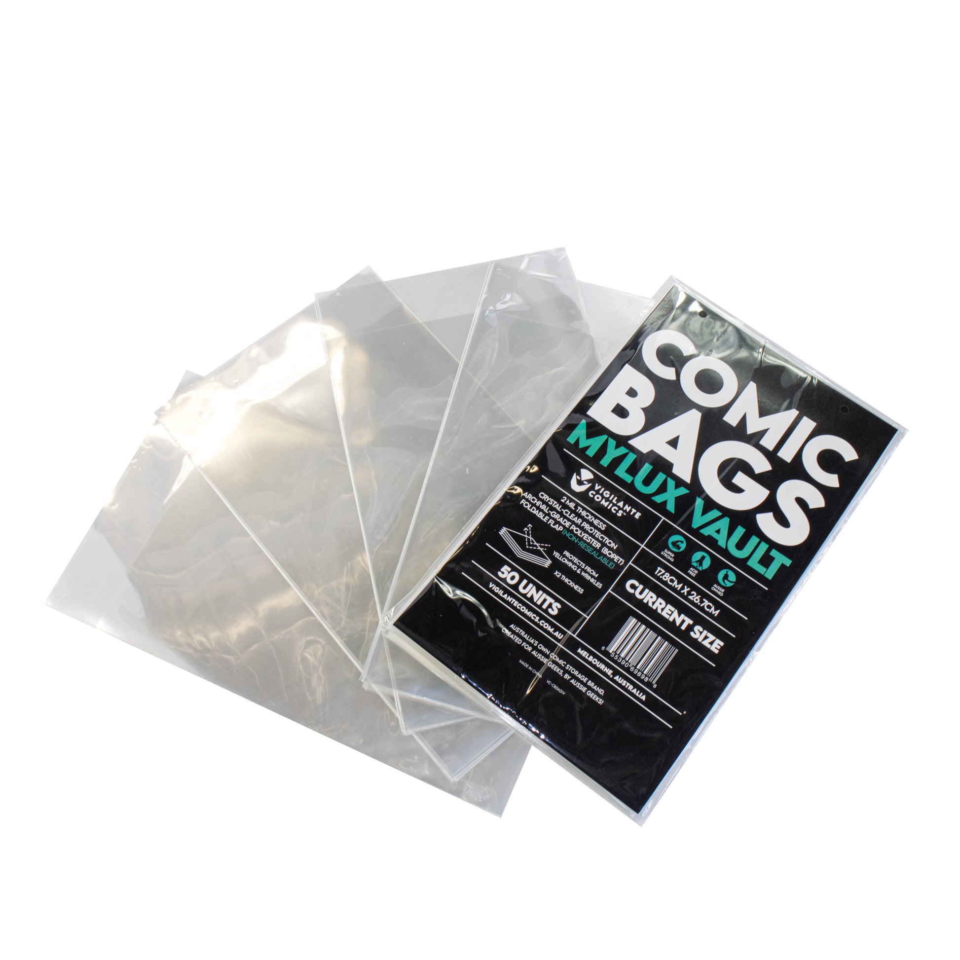 Mylux Vault Mylar Current Size Comic Book Bags – lifestyle in use, archival 2mil Mylar comic book bag