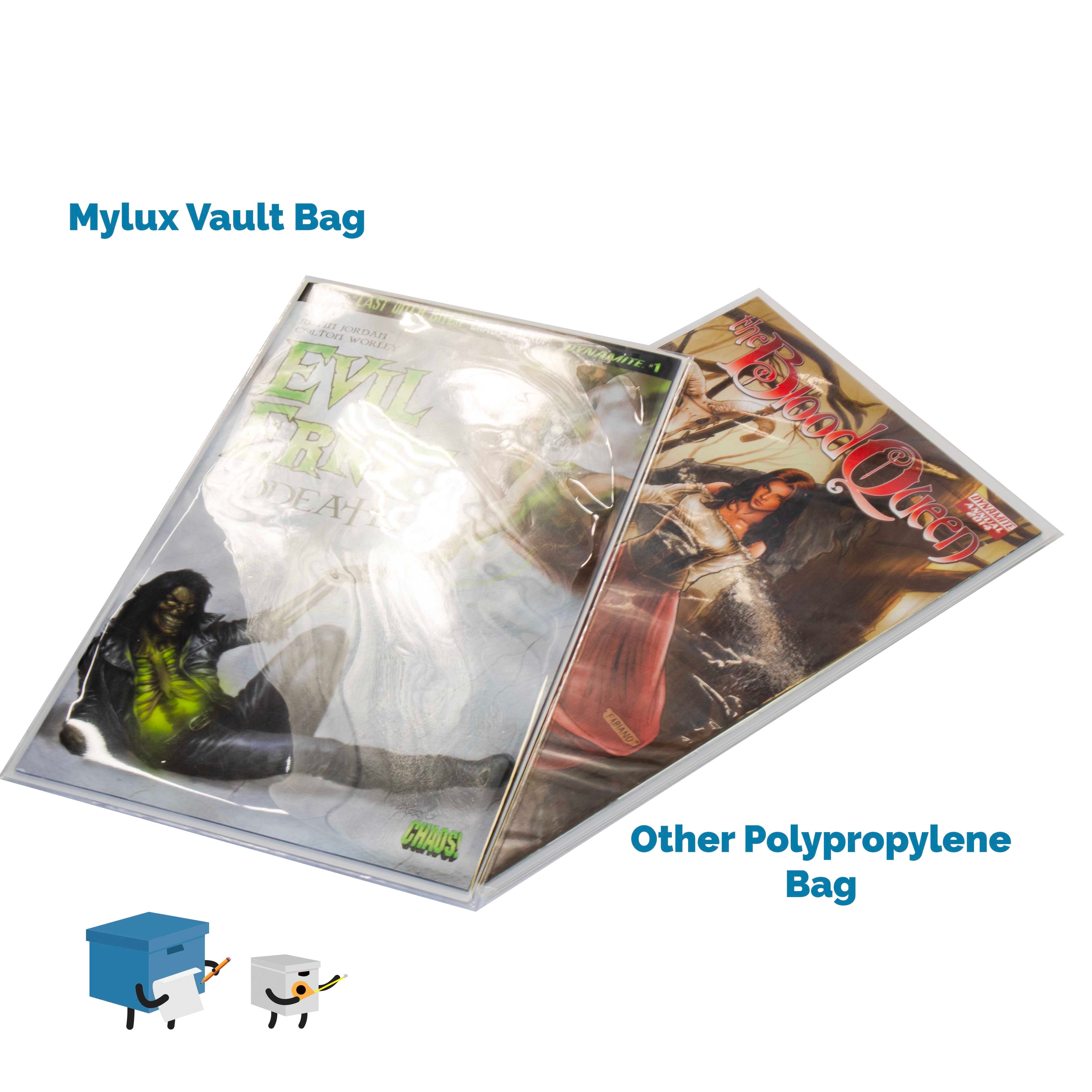 Mylux Vault Mylar Current Size Comic Book Bags – close-up detail, archival 2mil Mylar comic book bag