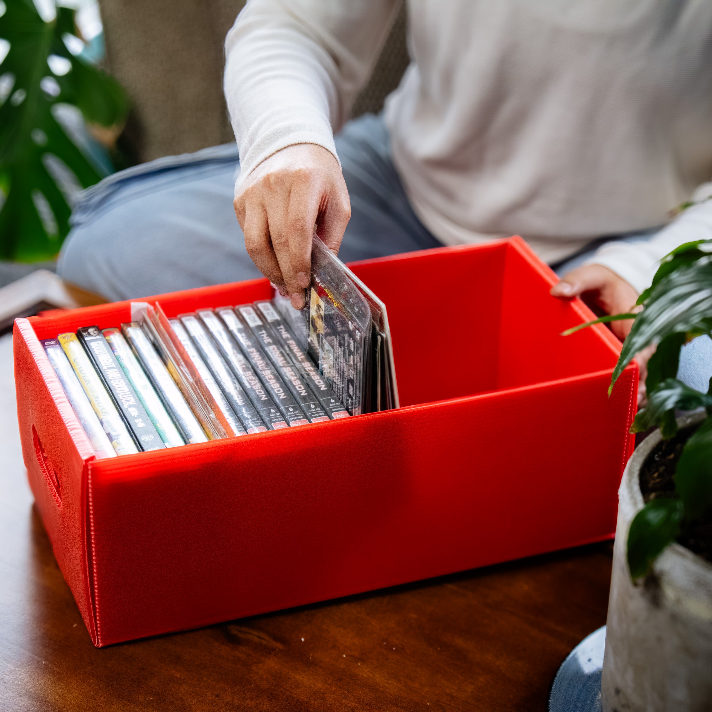 DVD Storage Box – lifestyle in use, DVD media storage