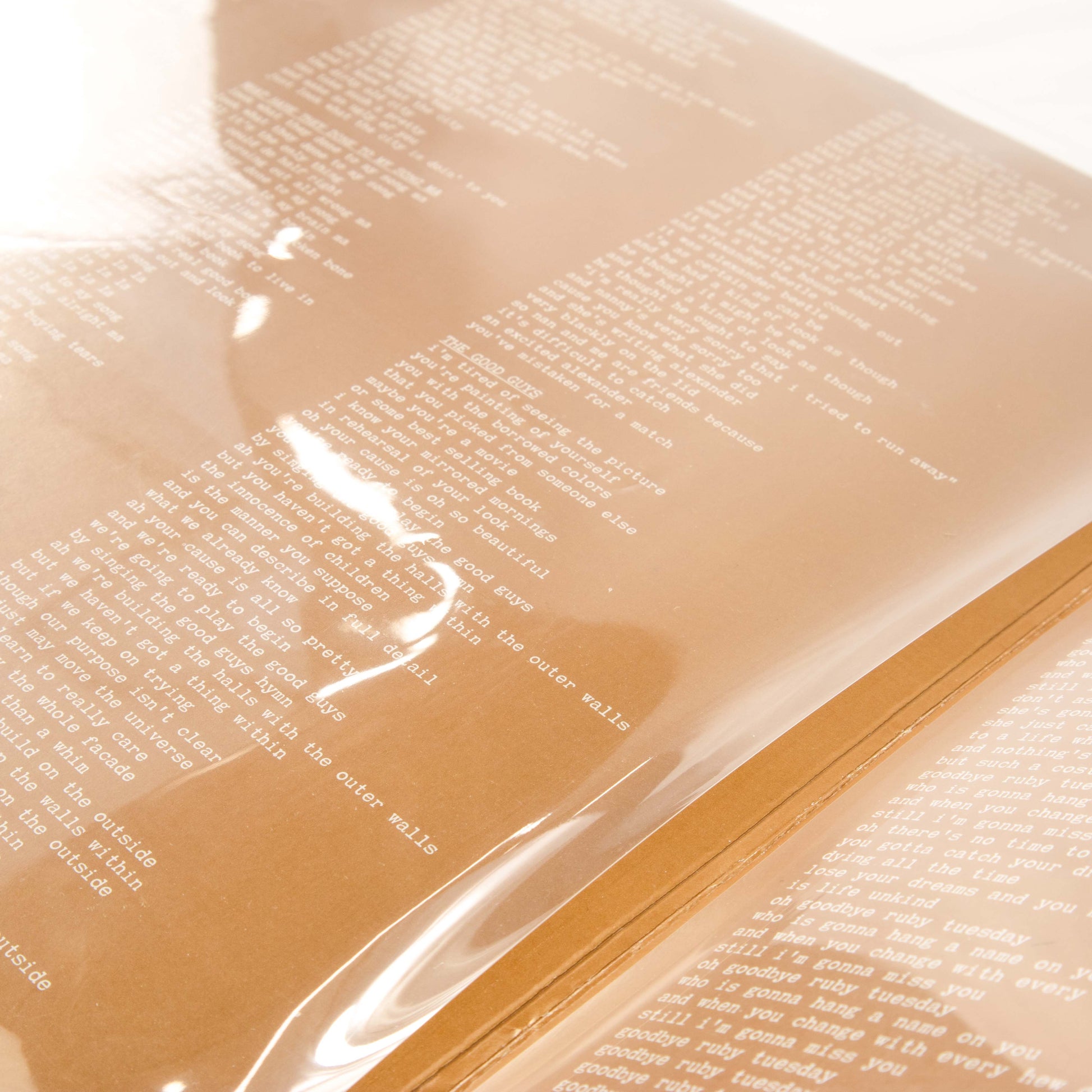 High-clarity polypropylene vinyl sleeve with anti-static, anti-scratch surface for gatefold LP protection.