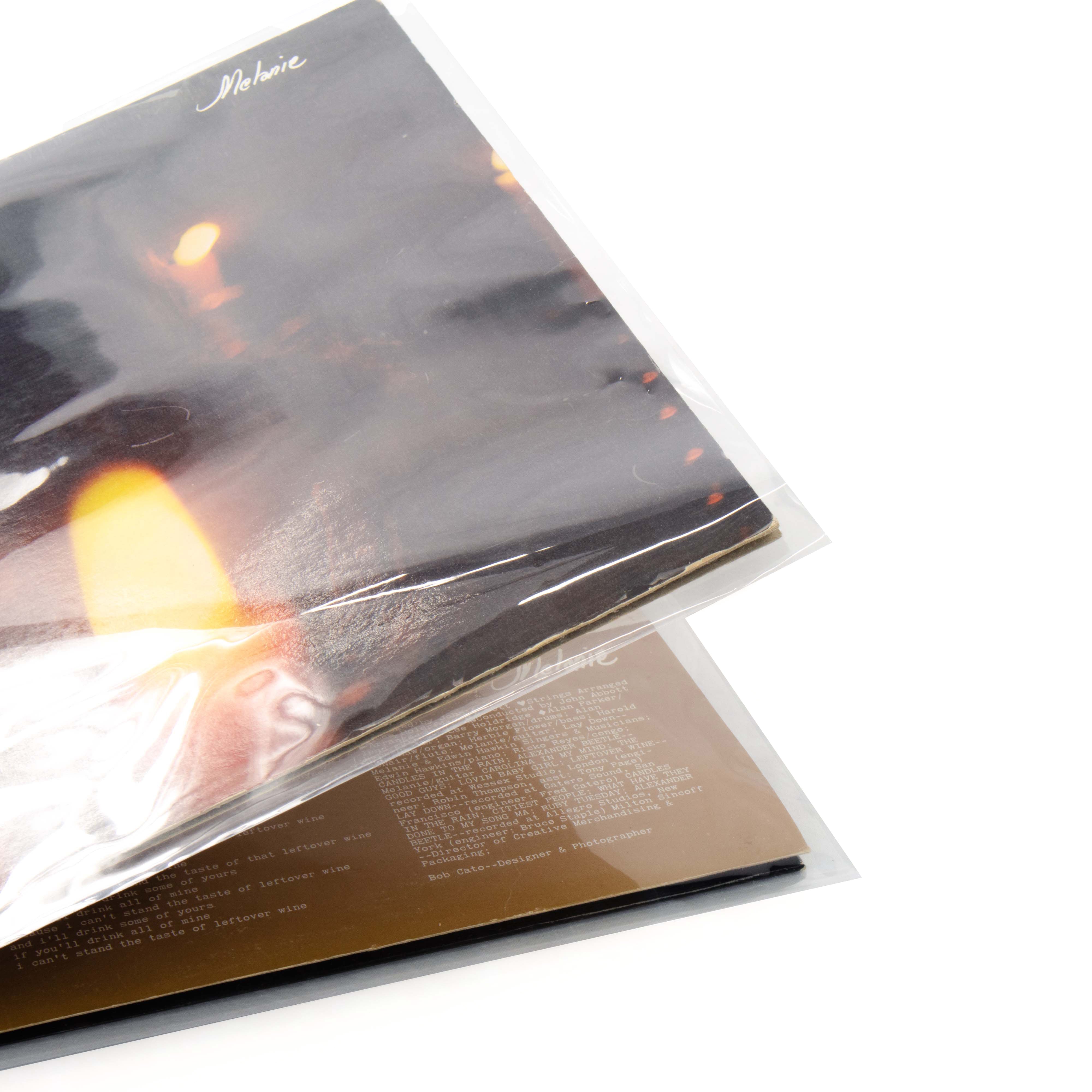 High-clarity polypropylene vinyl sleeve with anti-static, anti-scratch surface for gatefold LP protection.