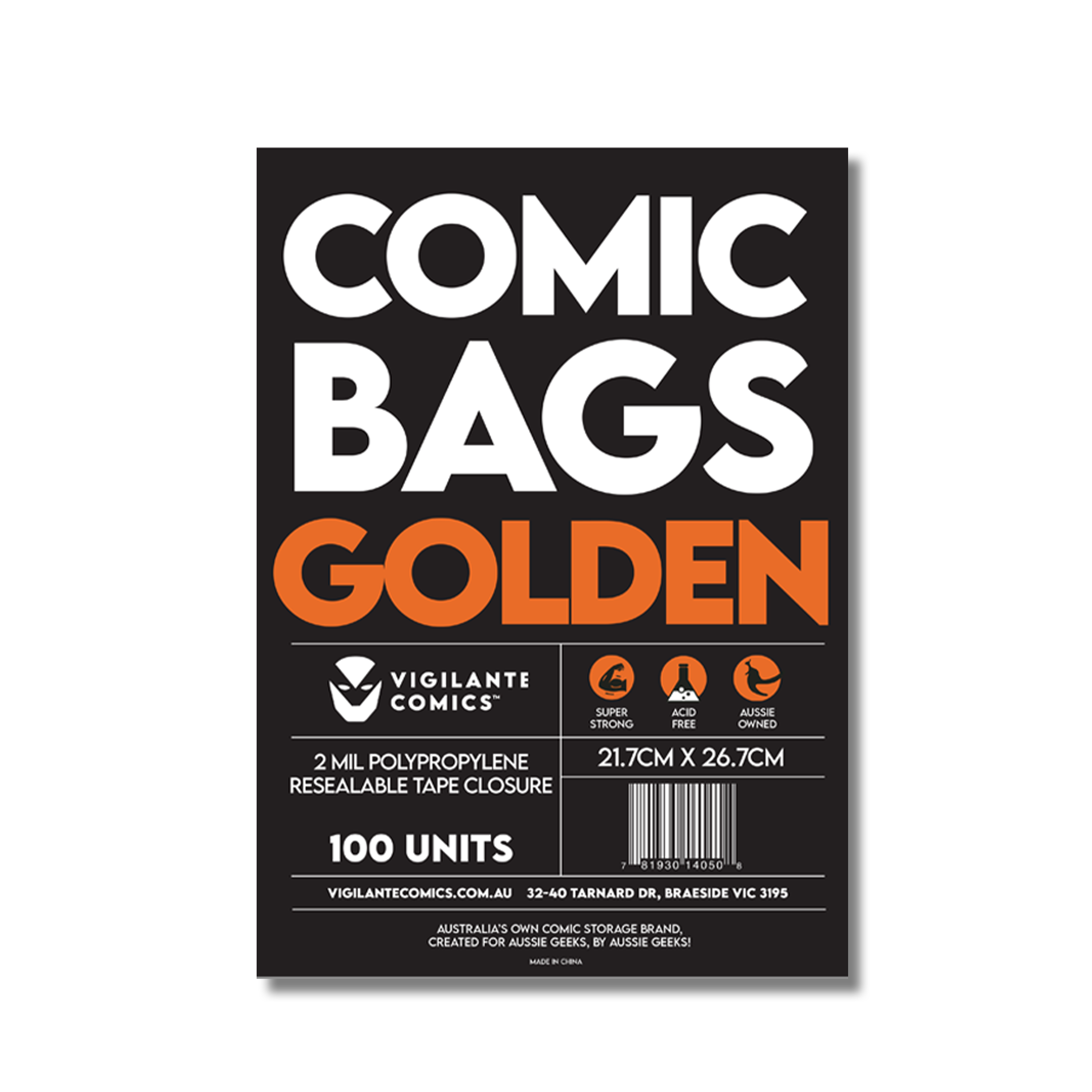 Golden Comic Book Bags – packaging shot, acid-free comic protection