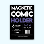Golden/Silver Comic Book Magnetic Holder – front view, comic book storage