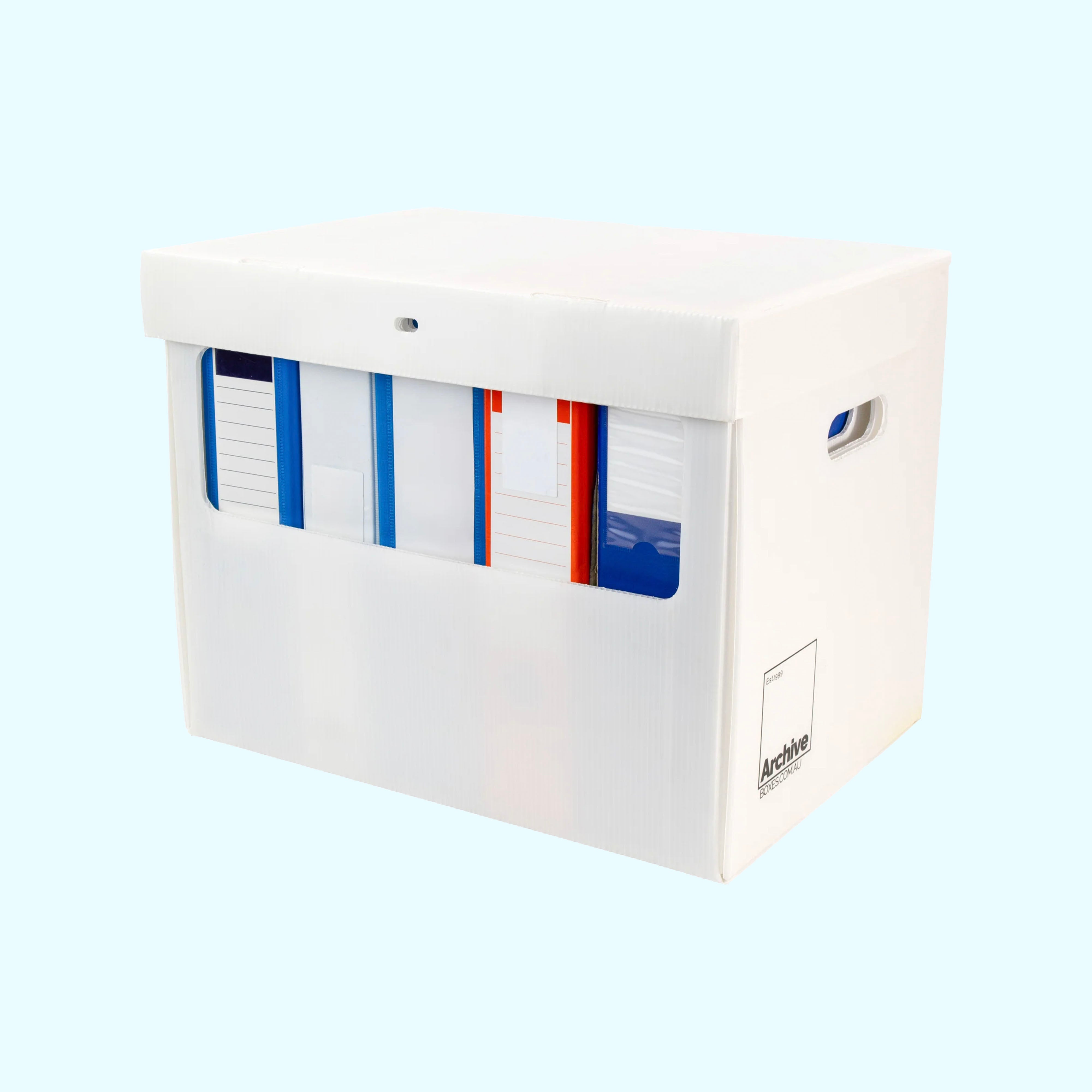 Lever Arch File/Binder Archive Box – front view, acid-free document storage Australia