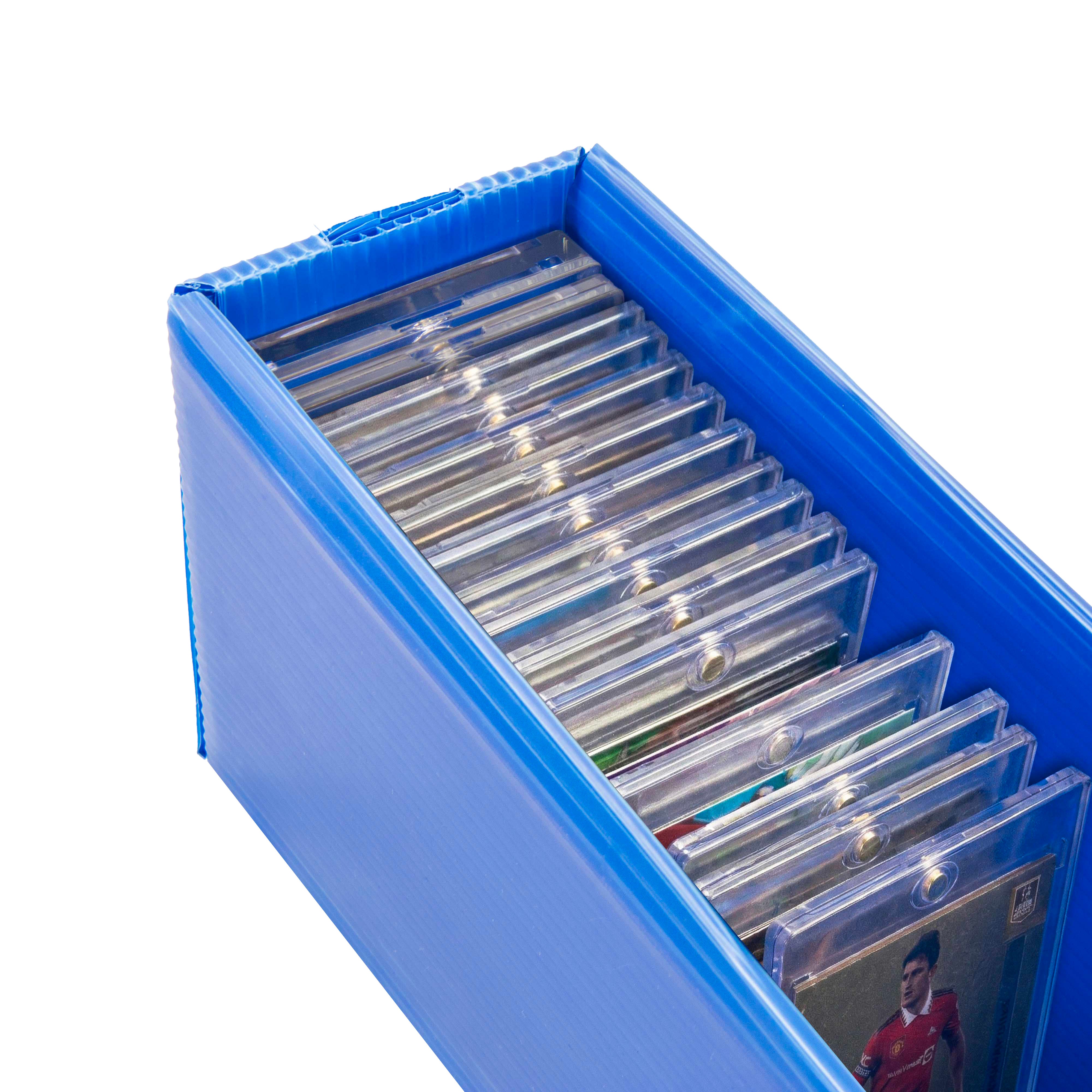 Blue One Touch / Magnetic Card Storage Box in 750GSM acid-free polypropylene for magnetic card holders