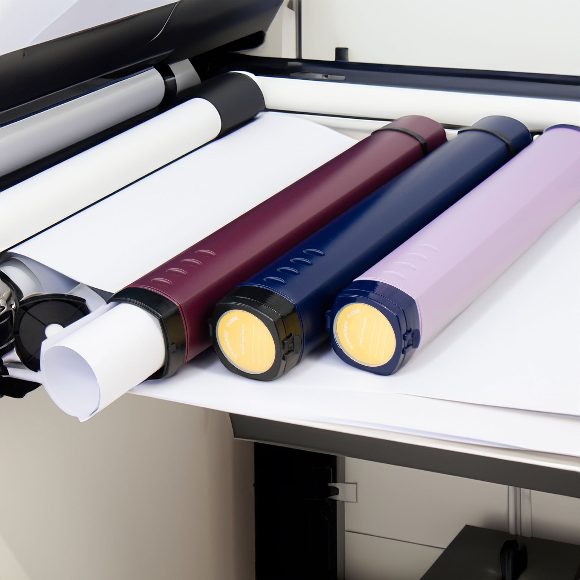 Poster storage tube with secure cap and protective casing