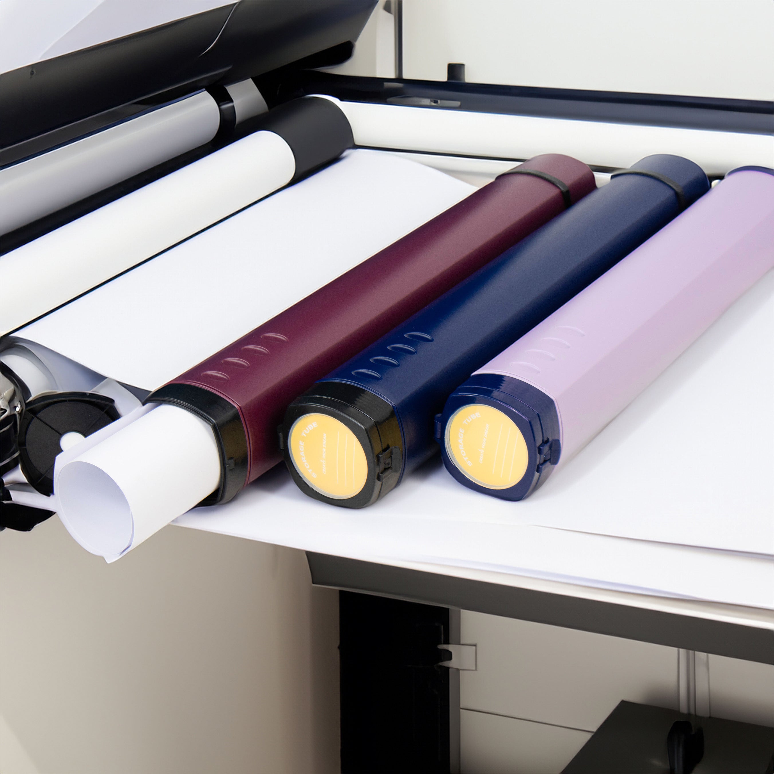 Poster storage tube with secure cap and protective casing