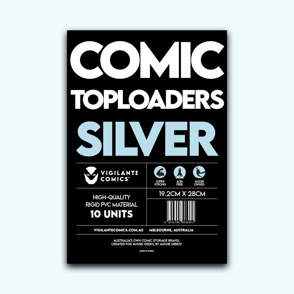 Silver Comic Book Toploaders – front view, comic book storage
