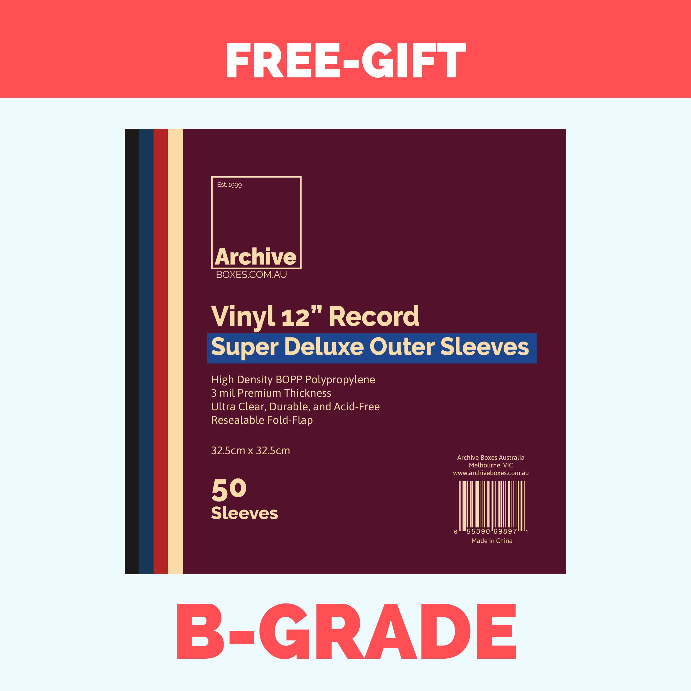 B-Grade // 12" Vinyl Record Super Deluxe Outer Sleeves (Resealable Flap)