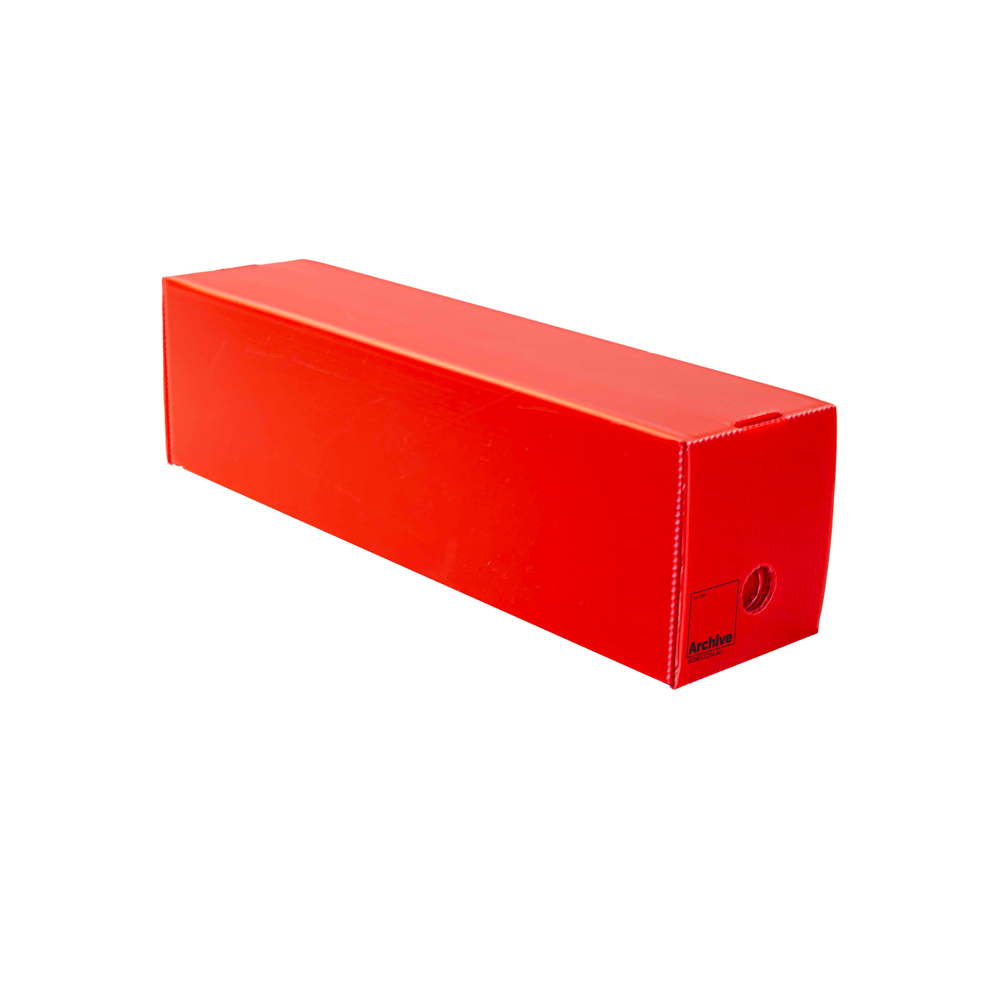 Red Toploader Card Storage Box with finger-hold lid for controlled, easy access to stored cards