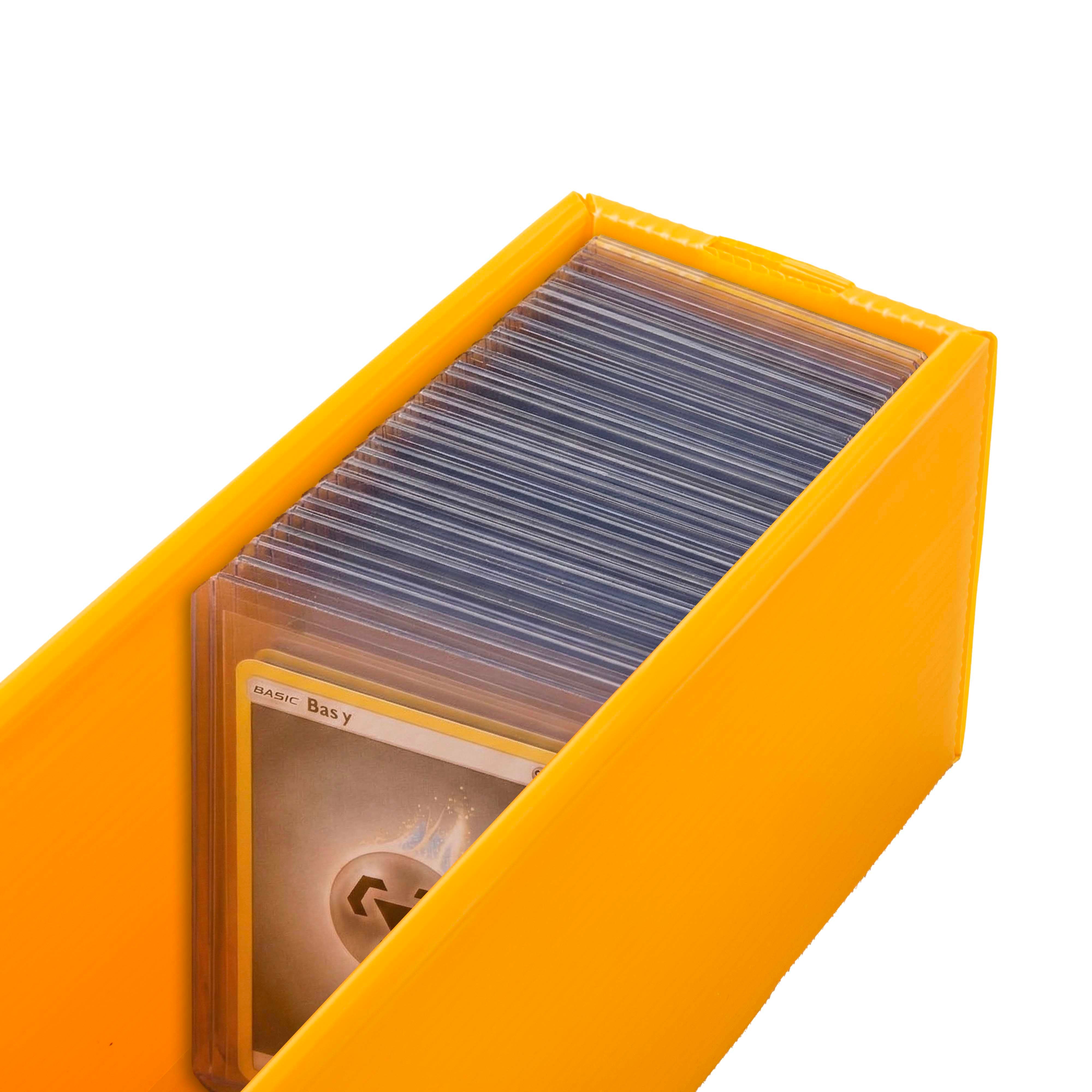 Yellow Toploader Card Storage Box made from 750GSM acid-free polypropylene for trading card collectors