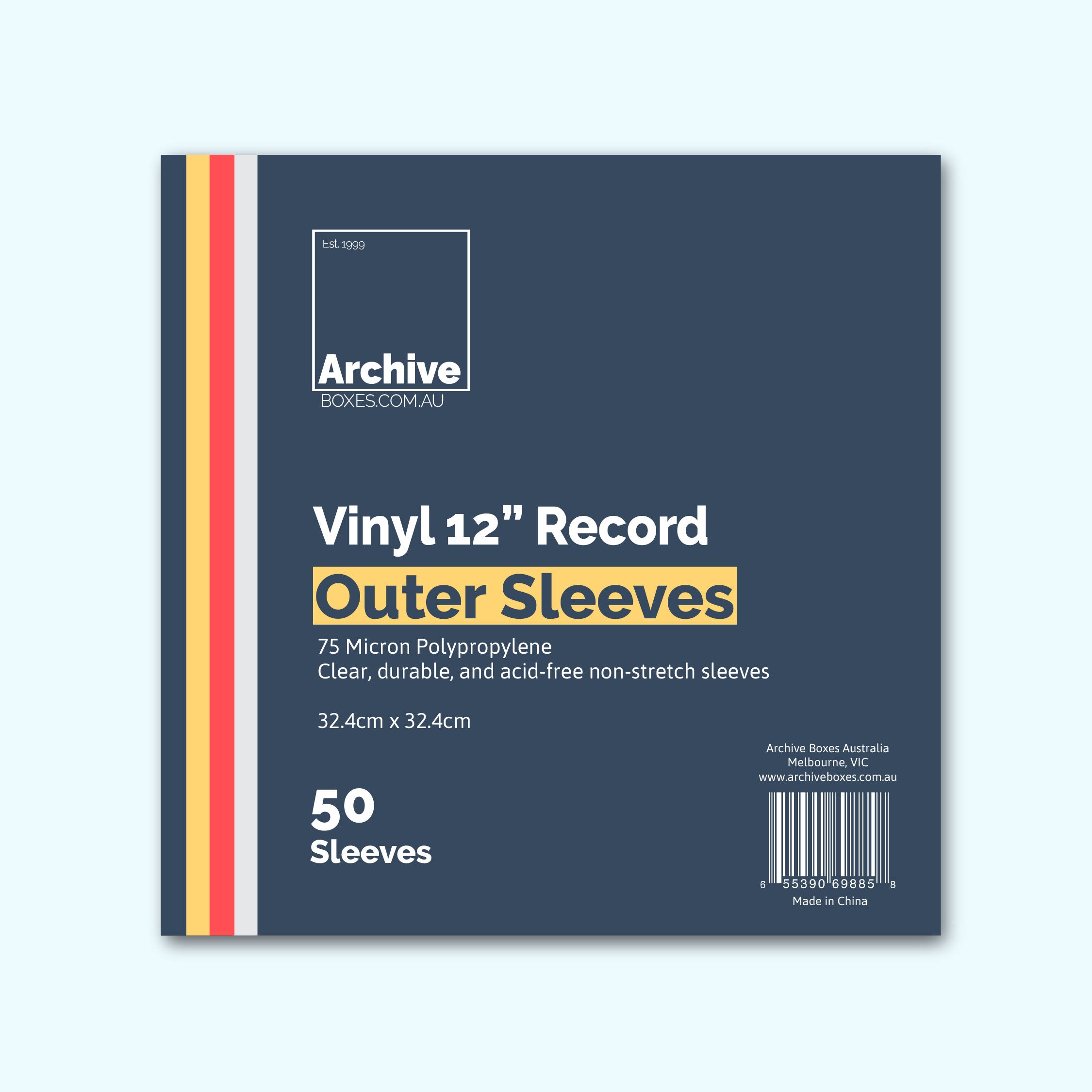 12" Vinyl Record Outer Sleeves – front view, vinyl record storage