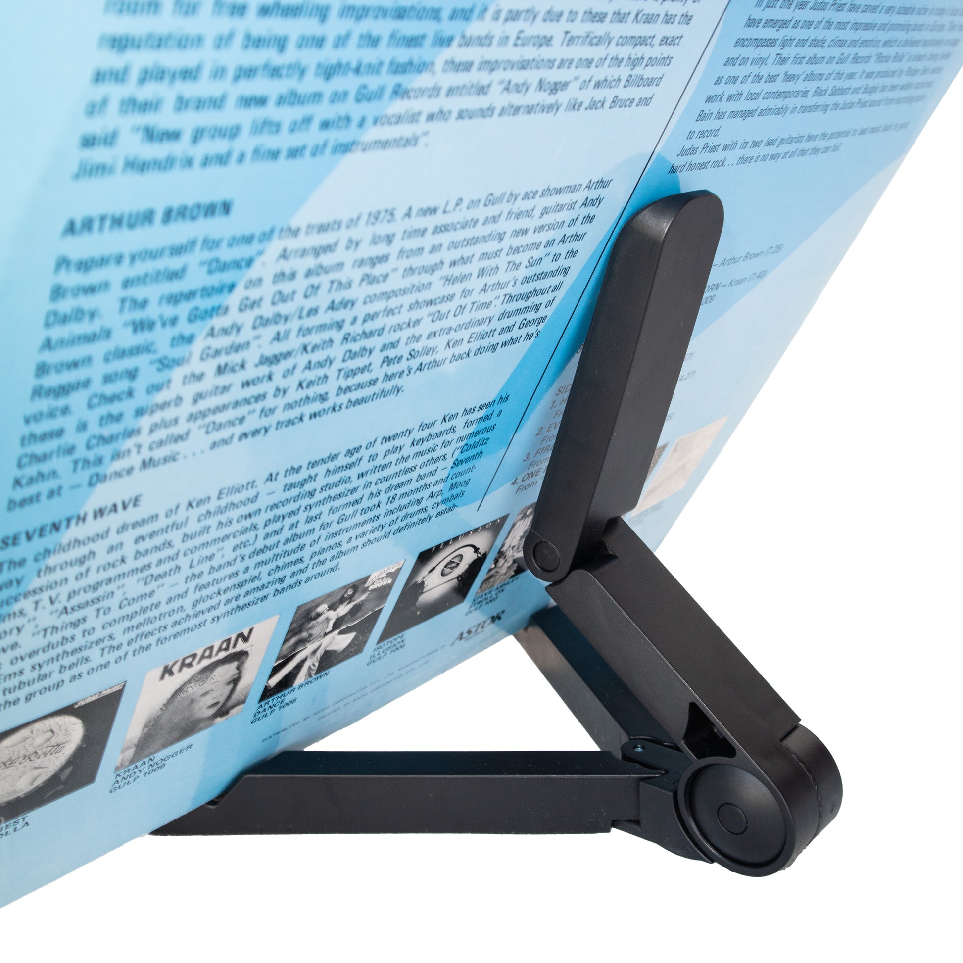 Adjustable vinyl record display stand for LP artwork