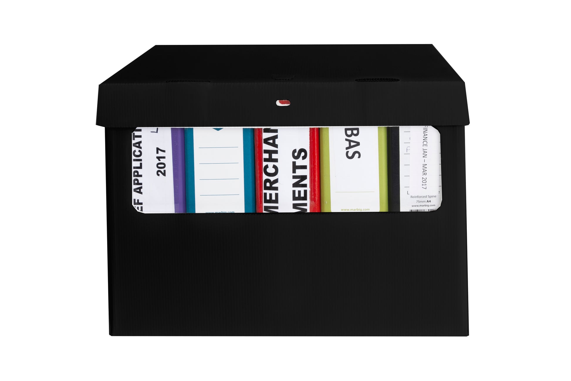 lever arch binder archive box label attached lid strong plastic