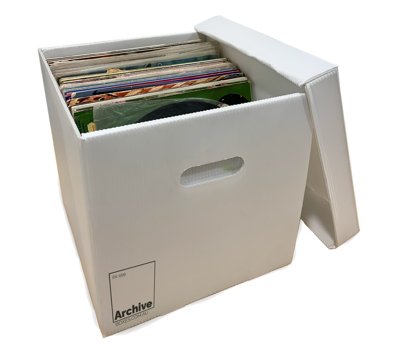 vinyl record LP storage box plastic white